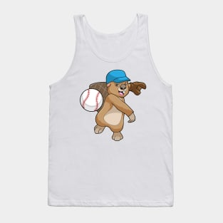 Beaver at Baseball Sports with Cap Tank Top